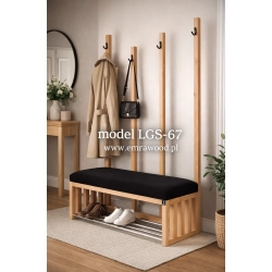 Ławka Szafka Pufa Tapicerowana Siedzisko Gładkie Czarny Wieszak LGS-67 Rozmiary od 50 cm do 200 cm